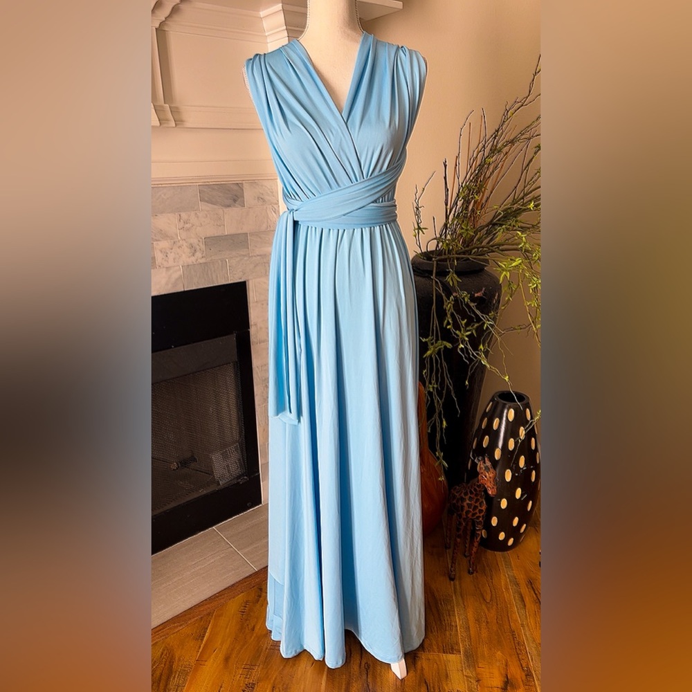 Light Blue Multiway Wrap Maxi Dress
